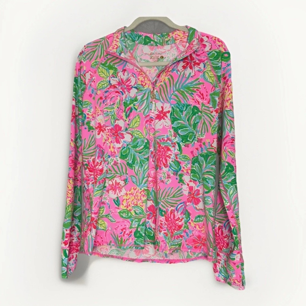 NWT Lilly Pulitzer Marion Half Zip UPF 50+ Multi Journey To The Jungle, Small